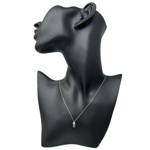 Vintage Blue Topaz Pendant with Diamond Accents solid 10K Gold Chain Necklace